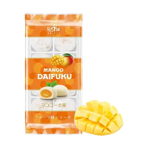 Fusion Select Mango Mochi Daifuku 240g – Japanese Sweet Rice Cake, Soft Chewy Fruit Dessert, Premium Mochi Snacks