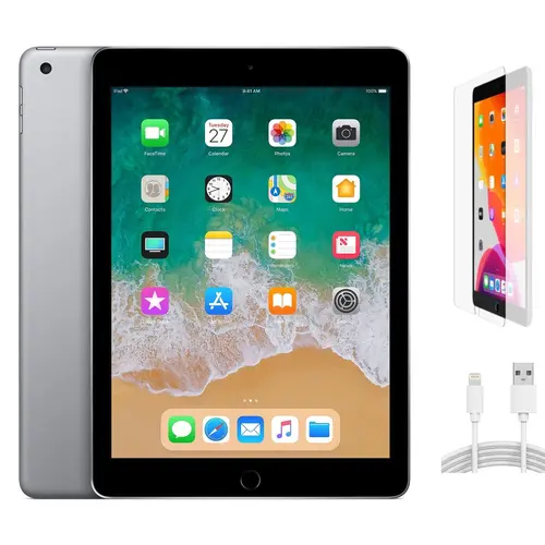 Refurbished iPad 6th Gen WiFi-Good Condition with Tempered Glass Screen Protector & 1 Year Warranty