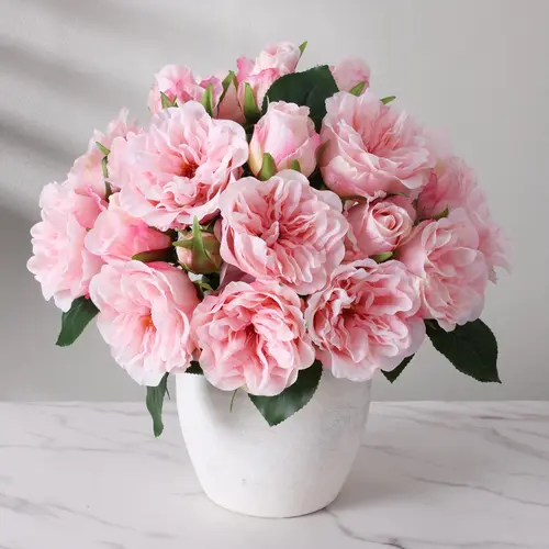 Ivydale Blush Pink Silk Artificial Rose Assortment Set - 13-Branch Faux Roses with Flexible Stems, Casual Decor for Rooms, Vase Fillers & Gifts for Girlfriend