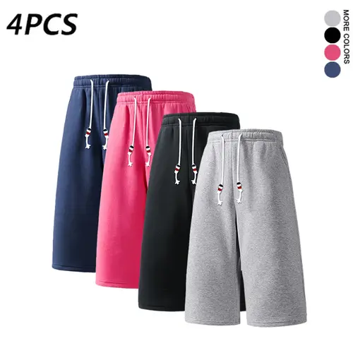 SPEEALER Men’s Solid Color 3/4 Length Capris - 4-Pack (2-Pack Option Available) - Loose-Fit Athletic Casual Wear, Drawstring Adjustable Waist Sweatpants for Everyday Use, Summervibes