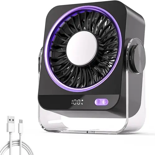 Portable Adjustable Cordless Rechargeable Desktop Fan - 199 Speeds Digital Display, Low Noise, Dual Adjustment Modes, USB Power Keeps Fan Travel-Ready, Office Essentials