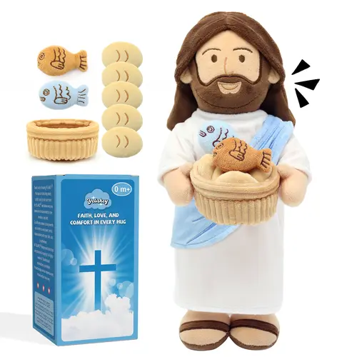 Yelakey 14" Jesus Plush Talking Doll,Jesus Stuffed Doll Plushie Speaks Bible Verses Story Bible Songs Religious Gift for Kids Easter Christmas tiktokshopbacktoschool