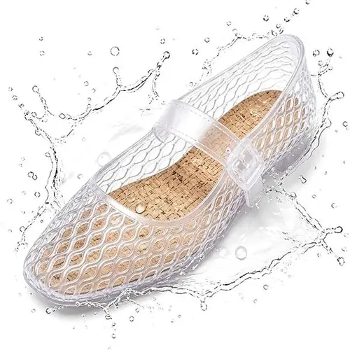 MUSSHOE Women’s Brown Plain Jelly Weave Fisherman Sandals - Beachwear Casual Flats with Round Closed Toe, Adjustable Ankle Slingback Strap