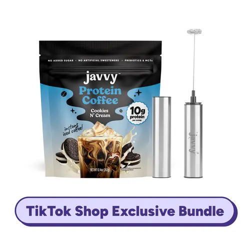 Javvy TikTok Exclusive Bundle Frother and Protein Coffee Cookies and Cream Flavor