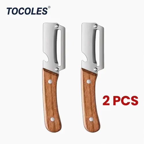 Wooden-Handled Vegetable & Fruit Peeler for Peeling, Stainless Steel Blade Kitchen Utensil with Built-In Bottle Opener, Ergonomic Kitchen Gadget, Utensils