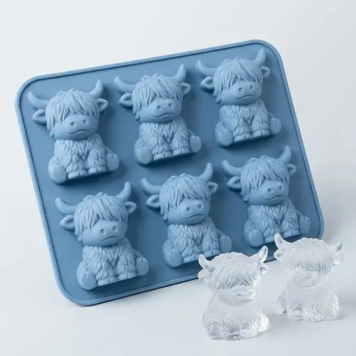 Mini Highland Cow Ice Cube Mold, Ice Cube Tray, Cute 3D Ice Cubes for Drinks, Parties, and Gifts, Perfect for Beverage Enhancements