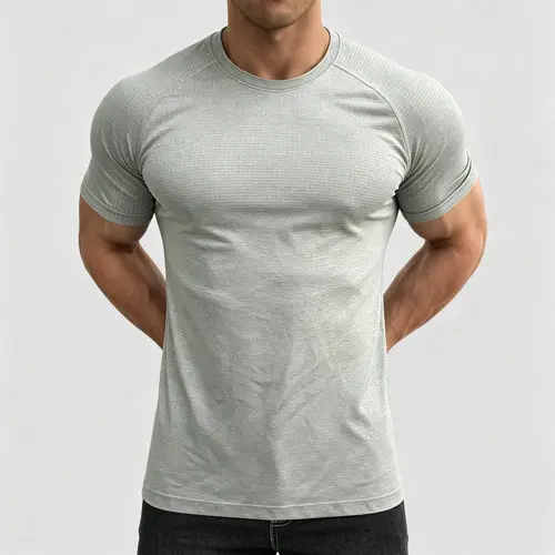 STREVATE Men's 3-Pack Seamless Jacquard Quick-Dry Raglan Sleeve T-Shirt, Breathable Stretch Athletic Top, Ideal for Gym Training & Daily Casual Wear