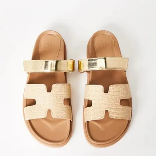 JUST FAB Women's Flat Comfy Sandals, Casual Summer Footwear with Plush Soft Insole, Lightweight Non-Slip Design, Comfy Sandals Women Walking Shoes