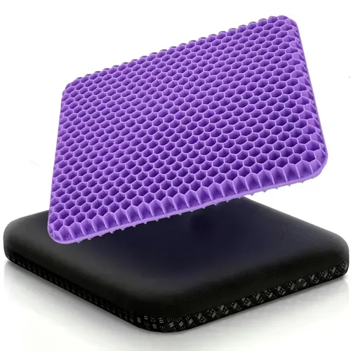 Ultra-Thick Honeycomb Gel Seat Cushion - Breathable Cooling Design, Non-Slip Base, Relieves Tailbone & Back Pain for Office, Driving & Wheelchair Use, Elastic Furniture Guard