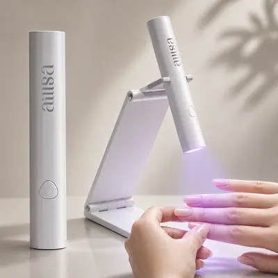 AILLSA Handheld UV Light for Gel Nails with Stand, Mini Portable Cordless Nail Lamp, Flash Curing for for Nail Extension,Rhinestone Glue Decoration, Home DIY Nail Salon,Summervibes