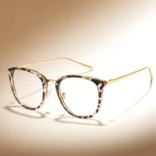 Anti Bluelight Square Frames Glasses - Unisex Full Rim, HD Clear-Lens Polycarbonate Non-Prescription Lenses, Metal-TR90 Cat Eye Design, Lightweight Sports Eyewear for Office Gaming, Women's Accessories