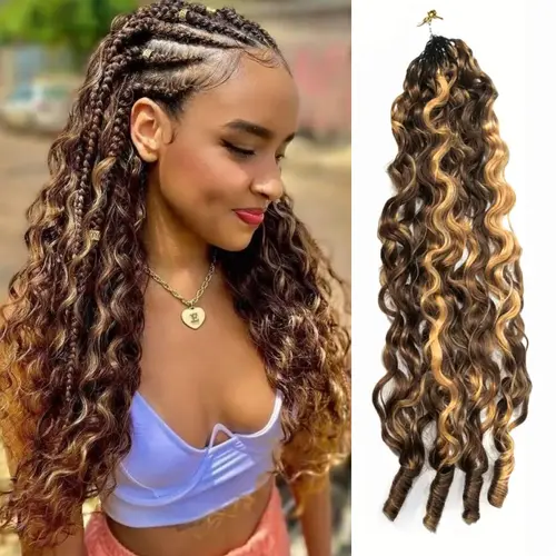 Burmese Curly Crochet Hair Human Hair Extensions Highlight Brown / Natural Black /99J  /Reddish Brown Pre-Separated Miracle Knots 50g/Pack Knotless Boho Braids,4–5 Packs Full Head,Vacation Hair#WorldCup2026#gameday outfits#DealsForYouDays sohochic