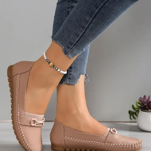 Women's Flat Loafers, Elastic Band for Easy On/Off, Versatile Casual Walking Shoes, All-Season Anti-Slip Soft Sole, Soft Soled Shoes, Easy to Clean, Fall Casual Shoes, Daily Wear Shoes