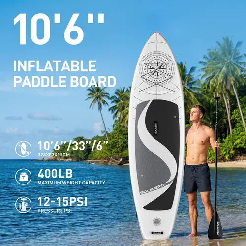 10'6" Inflatable Paddle Board for Adults | Anti-Slip SUP with Full Accessories summervibes summerwins
