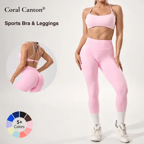 Coral Canton Seamless Sports Bra & Leggings Set