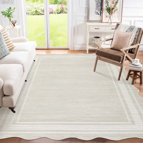 Garvee Washable Solid Color Fan-shaped Printed Rug Soft Non-shedding Stain-resistant Non-slip Foldable Interior Decorative Rug for Bedrooms Living Rooms Dining Rooms Nurseries Offices Apartments carpet