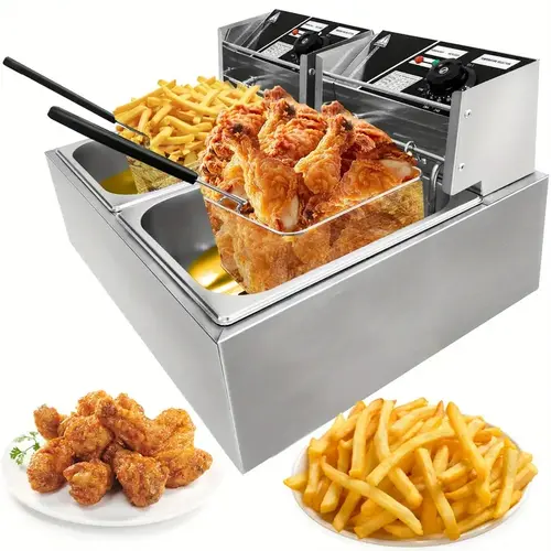 Stainless Steel Electric Countertop Deep Fryer - Space-saving Countertop Kitchen Appliance for Home, Small Businesses, Deep Frying, Easy Cleaning, Low Maintenance, Simple 1-tap Use