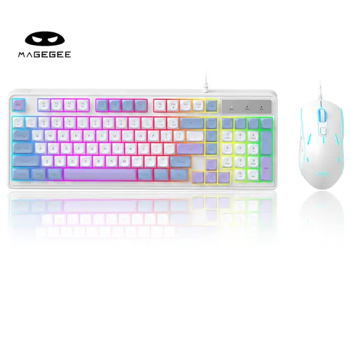 MageGee GK980 Wired RGB Backlit Numeric Keypad Keyboard & Gradient Purple Gaming Mouse Combo - Customizable Backlight, Adjustable Sensitivity, Compatible with PC, Laptop, Mac, Linux for Video Games (Pink Keyboard & Mouse Combos Option), Numeric Keypad Key