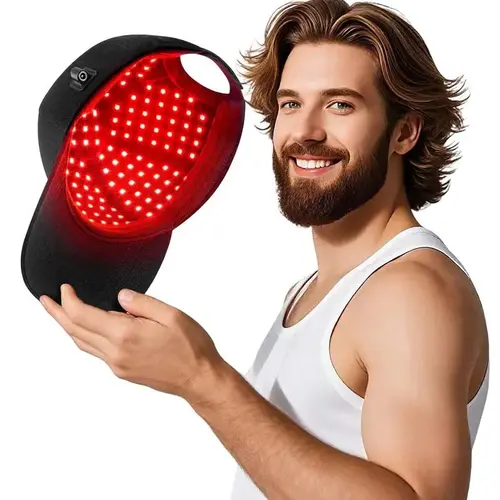 Unisex Laser Hair Growth Cap, Therapy Cap for Hair, Deep Black Cap, Hair Growth Adjustable Size Cap | Professional Red Light Therapy, Reduces Thinning Hair, Stimulates Scalp Follicles, Rechargeable Portable Scalp Care Hat for Men Women Daily Use