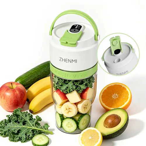ZHENMI J27 Consumer-Grade Mini Blender - BPA-Free Cordless 24oz Kitchen Appliances, USB Port Rechargeable, Ice Crushing for Frozen Drinks, Lightweight Compact Modern Design, Easy-Clean Dishwasher-Safe, Backpack Carry, Fits Most Cup Holders, On-the-Go