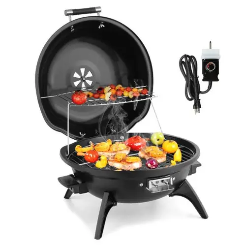 1600W Red Electric Countertop Barbecue Grill - Portable Double Layer BBQ Grill Stove, Indoor/Outdoor Kitchen Appliances Cookware,home essentials