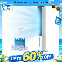 Antarctic Star Evaporative Air Cooler, 40" Standing Fans that Blow Coold Air, 80° Oscillating Bladeless Cooling Fan for Bedroom, 5L Removable Water Tank, 15H Timer, 4 Speeds + 3 Modes, Aromatherapy Box, Remote Control,tiktokshopbacktoschool,