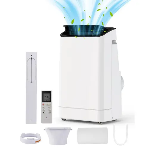 14000 BTU 3-in-1 Portable Air Conditioner, Quiet AC Unit Cools Rooms Up to 750 Sq. Ft., Built-in Dehumidifier & Fan Modes, Equipped with Remote Control, Sleep Mode and 24-Hour Timer