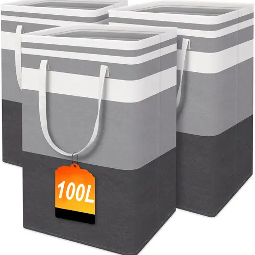 100L large laundry basket bag waterproof independent laundry basket foldable high leg laundry basket with extended handle Cotton Metal Organiser Ultra-large Capacity #Summervibes,dorm essentials,home essentials