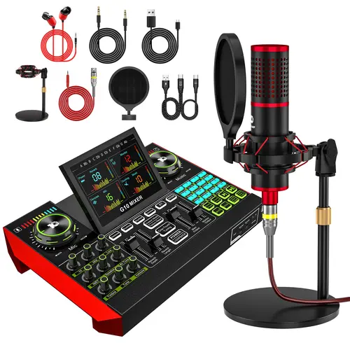 Tenlamp G10-M18 Live Audio Mixer, Professional Sound Card with XLR Input, 48V Power, Noise Reduction & Voice Changer for Podcast, Streaming, Gaming