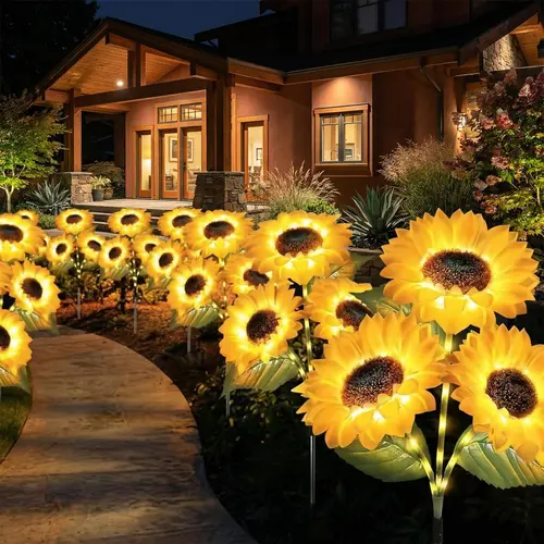Solar Sunflower Garden Stake Lights - 2/4/6 Packs, 14cm Large Flower Heads, 65cm Tall LED Solar Outdoor Lights, IP65 Waterproof Realistic Decor for Lawn, Patio, Pathway