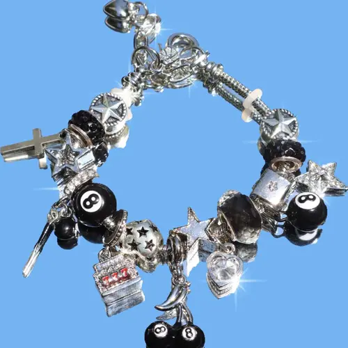 8-Ball Cherry Charm Bracelet, Star Girl Bracelet, Devil Number 777 Bracelet, Fashion Street Retro Heart Bracelet, Beaded Charm Bracelet, Bracelet With Charms, Fashionable Bracelet, Jewelry Bracelet