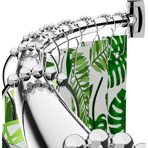 Curved Shower Curtain Rod for Bathroom, 40-72 Inches Adjustable Curved Shower Rod, 0.9MM Rustproof Shower Curtain Rod with Rotating Brackets for Extra Shower Space, Need to Drill