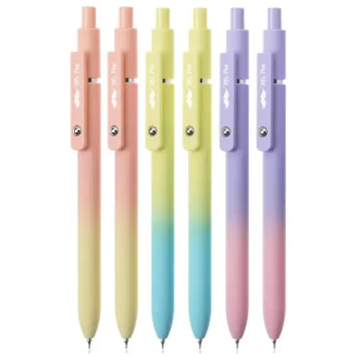 Mr. Pen- Retractable Gradient Gel Pens, 6 Pack, Gradient Barrels, Black Gel Pens, Fast Dry, Fine Point 0.5mm Colored Gel Pens
