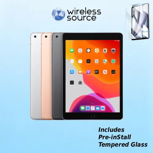 Refurbished Apple iPad 7th Gen (WiFi)-Acceptable Condition with Tempered Glass Screen Protector & 1 Year Warranty