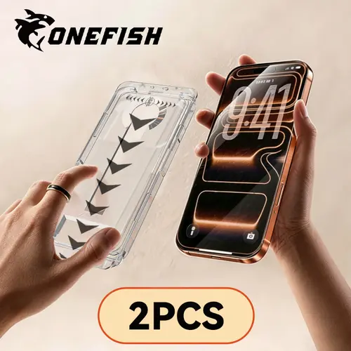 OneFish [2-Pack] Reinforced Glass Privacy Screen Protector for iPhone 17, iPhone 17 Pro Max, Samsung S26 Ultra Cellphone Devices - Ultra-Clear, Dustproof, Bubble-Free Handheld Phone Casing & Cover Accessories