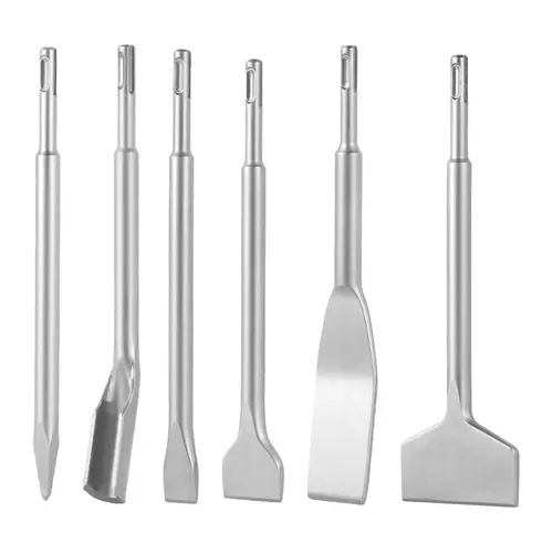 【summerfinds】VEVOR SDS Plus Chisel Set, 6pcs SDS Plus Rotary Hammer Drill Attachments, Includes Point, Flat, & U-Groove Chisels, Heat Treated 40Cr Alloy Steel, Sharp Edge for Demolition, Concrete and Brick,father'sdaygifts