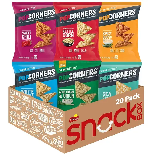 PopCorners Popped Corn Snacks Sampler Pack Gluten Free, 1oz (20 Count)