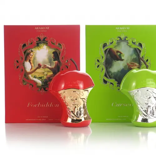 Arabiyat Prestige Forbidden & Cursed Unisex Arab Perfume EDP Combo Set, 2-Piece 3.4 fl oz Liquid Spray Bottles with Vanilla, Aromatic Fruity, Versatile Scents, Cedarwood & Liquor Notes for Adults