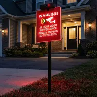 Solar No Trespassing Warning Sign with Light, Illuminated Private Property Security Sign with Stake, Active Nighttime Lighting, Solar & Type-C Rechargeable, for Yard, Gate, Fence, Patio, Farm, Ranch,Driveway, 7*10.7in, #Summervibes, #SummerFinds