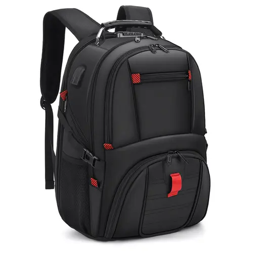 Men's Multi-Functional Travel Backpack, Large Capacity Laptop Bag, 3-Lock Security, Colorblock Design, Casual Outdoor Shoulder Bag, Backpack For Laptop