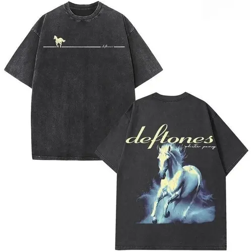 Deftones White Pony Vintage Washed Oversized T Shirt Men Women Retro 90s Rock Band Graphic Tee Casual Streetwear Short Sleeve Crewneck Tops for Daily Wear Concert Party  Retro Deftones Tour T-shirt