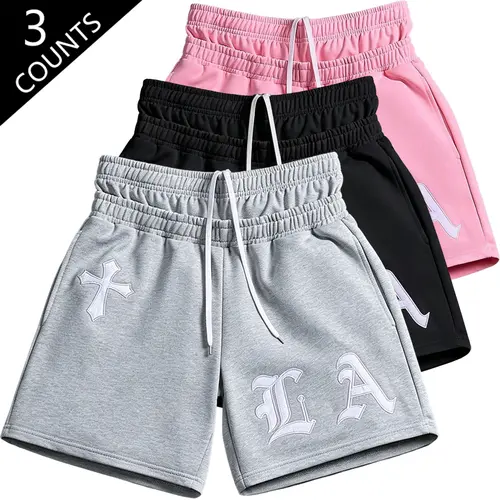Y2K Cross Print Athletic Shorts — Unisex High-Waist Drawstring Street Style Shorts for Summer Casual Fitness