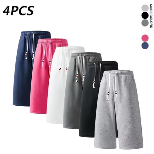 SPEEALER Men’s 4PCS Baggy Oversized Loose-Fit Mid-Length Long Sweat Shorts, 7/8 Length, Drawstring Elastic Waist, Casual Bottoms