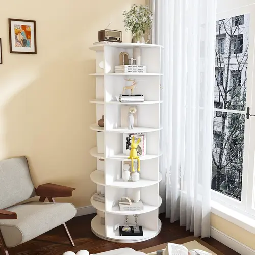 360° Rotating 7-Tier Shoe Rack Wood - Rotating Multi-Level Organizer Shoe Storage, Fits 24-28 Pairs, for Entryway, Living Room Home Organizer Storage Rack