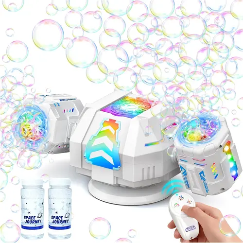 Plastic Unisex 2026 RC Bubble Machine - Rechargeable 30000+ Bubbles Blower with 360°Automatic Rotation, 9 RGB Lights, Party Gifts for Kids for Birthday Parties, Indoor Fun Activities, Bubble Fun