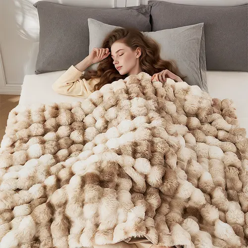 【backtoschool】ROSEKIND Fluffy Weighted Faux Rabbit Fur Blanket, Thick Warm Christmas Blanket Gifts,The  Blanket  For Stress & Anxiety,Soft  Warm marshmallow Comforter,soft elastic breathable, Back To School Haul, Weighted Blanket