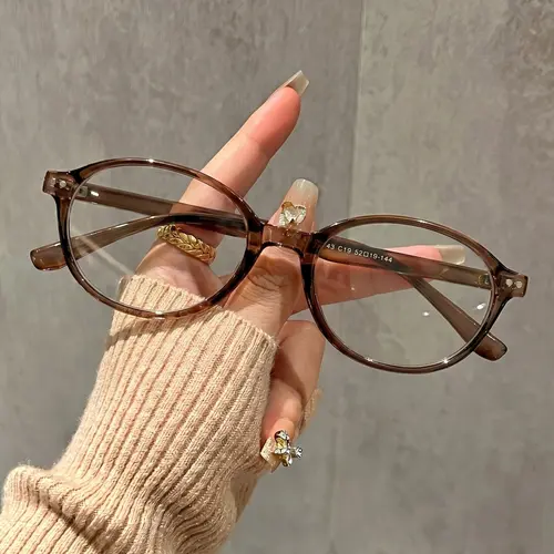 Unisex Fashionable Oval Shaped Anti-Blue Light Glasses, Stylish Trendy Eyewear, TR90 Lightweight Frame Design, Casual Eyeglasses for Daily Wear