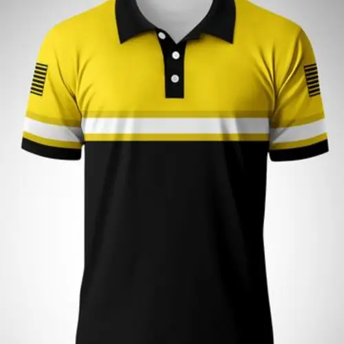 Men's Colorblock Short Sleeve Polo Shirt, Striped Collar Casual T-Shirt, Business Golf Sport Top, Slim-Fitting All over Print, Printed Polo Shirts