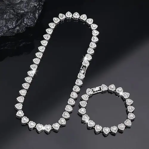 2Pcs Heart Cuban Link Chain Necklace Set for Women & Teens, Hip Hop Aesthetic Jewelry Set Trending on TikTok, Gold Choker Statement Necklace for Party, Birthday, Valentine’s Day & Daily Wear Gift summerwins