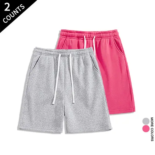 Men's 2-Pack Plain Casual Above Knee Sweat Bottoms - Soft, Comfy Summer Loungewear, Activewear (Coffee Color Option), Sweat Shorts